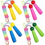 HiUnicorn 4-Pack Rainbow Jump Rope for Kids 7.2ft / 220cm Adjustable, Wooden Handle Fitness Skipping Rope for Boys Girls School Easter Spring Outdoor Game Exercise Supply (Blue, Pink, Green, Yellow)