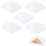 Food Covers for Outside 5 Pack 17x17 Inch White Mesh Umbrella Tents Reusable BPA-Free Fly Covers for Picnic BBQ Camping Outdoor Parties Protect Food and Plants from Insects and Pests