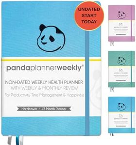 Panda Planner Mental Health Journal – 8.5” x 11" Soft Fabric Hardcover Wellness Planner with Mood Tracker & Journaling Prompts – Undated 12-Month Self-Care Organizer with 3 Bookmarks (Blue)