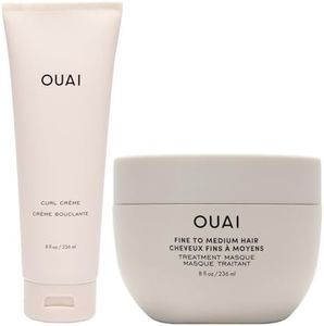 OUAI Curl Definition & Repair Duo - Curl Defining Cream (8 oz), Fine to Medium Hair Treatment Masque (8 Fl Oz), Frizz Control, Hydration & Shine