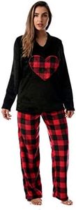 Just Love Plush Pajama Sets for Women, Black - Buffalo Plaid, X-Large