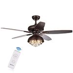 Warehouse of Tiffany CFL-8334REMO Fredix 5 52-Inch Speckled Bronze Hooded Crystal Chandelier (Remote Controlled & 2 Color Option Blades) Ceiling Fan