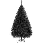 Yaheetech 5ft Artificial Christmas Tree Spruce Xmas Tree with 398 Tips and Foldable Metal Stand for Home/Office Holiday Decoration Indoor & Outdoor, Black