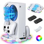 Cooling Stand & Charging Station for Xbox Series S with 13 RGB LED Light Modes - ZAONOOL Dual Controller Charger Dock & Cooler Fan with 2 Batteries and Headphone Holder for Xbox Series S Accessories