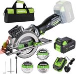 WORKPRO 20V Mini Circular Saw, Cordless Circular Saws with 4.0Ah Battery & Fast Charger, 115mm Compact Electric Circular Saw for Wood, Tile & Plastic Cutting