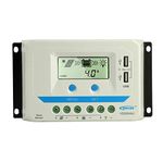 EPEVER 30A Solar Charge Controller 12V/24V Auto - Solar Intelligent Regulator with Dual USB and LCD Display Max 50V Input - for Sealed(Default) / Gel/Flooded