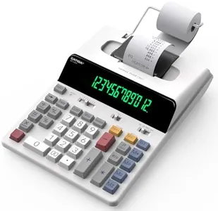 CATIGA 12 Digit Thermal Printing Calculator with Tape Print Out, Ink-Free Adding Machine, 5X Faster Quite at 8.0 LPS, Extra Large Fluorescent Display, Tax Calculation with Clock and Calendar, SP-2401