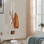 Coat Stand Clothes Rack Metal 7 Hooks Hanger Hat Holder Freestanding Hall Tree Entryway White