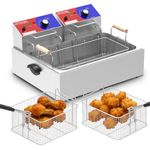 Commercial Deep Fryer - 22 L Electric Deep Fryer with 10 L Basket, Commercial Deep Fryer with Basket (3Pcs), Stainless Steel Countertop Deep Fryer w/Adjustable Temperature and Restaurant