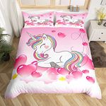 Unicorn Bedding Pink Horse Bedding for Girls King Kids Dreamy Love Bedding Set Fantasy Unicorn Duvet Cover Set Magic Animal Teens Womens Room Decor with Pillowcase