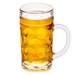 Lily's Home Heavy Duty Oktoberfest Style Dimpled Glass Beer Stein, Great for Restaurants, Beer Gardens and Parties, Ideal Father's Day Gift, Mass Krug Size (1 Liter Capacity, Single Stein)