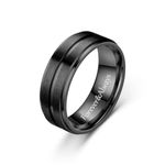 Custom Engraved Couple Rings, Matching Rings for Couples Stainless Steel Mens Wedding Rings Tungsten Engravable Heart Promise Rings for Women Name Inside Engraved Ring,Size 5-13 (Black-Men)