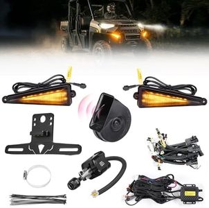 KEMIMOTO UTV Turn Signal Kit w/Dash Indicator & Turn-Sync Taillight, Plug and Play Blinker kit with Triangle Light, Column Switch, Hazard, Horn, Plate Holder Compatible with Polaris Ranger Rzr General
