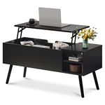 Koifuxii Lift Top Coffee Table, Wood Coffee Table with Hidden Compartment and Storage Shelf, Modern Coffee Table for Living Room, Rectangle Coffee Table, Black