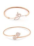 ZAVERI PEARLS Set of 2 Rose Gold Contemporary Cubic Zirconia Brass Kada Style Bracelet For Women-ZPFK11103