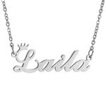 Custom Silver Name Necklace Personalized for Women, Customized Chains Name Pendants Necklaces Personalized Name Necklace with Crown for Women Girl Gift