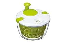 KitchenCraft Deluxe Salad Spinner and Dresser, BPA Plastic Free and Easy to Clean, Large, White/Green