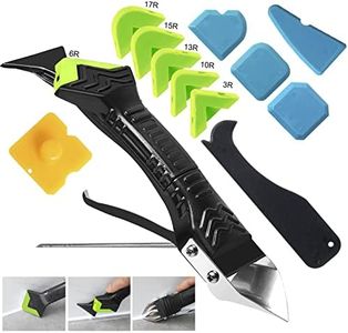 Caulking Tool 5 in 1 Silicone Caulking Grout Removal Tool Sealant Finishing Tool with Grout Scraper, 6 Exchange Silicone Pads, Adhesive Residue Scraper Seam Repair Tool Kit for Kitchen Bathroom