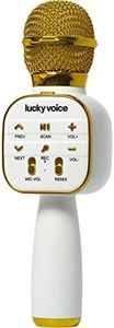 Lucky Voice Wireless Bluetooth Karaoke Microphone w/Built-in Speaker, Gold, Portable Mini Karaoke Machine for Adults & Kids - Echo & Voice Changer - 10,000 Songs Free Access
