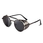 FEISEDY Men Women Sunglasses Side Shield Steampunk Vintage Round Glasses Shades B2518