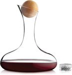 Andrew James Red Wine Decanter, Glass Carafe Aerator, 1.8L Capacity, Full Bottle Wine Pourer, Solid Oak Stopper & Stainless Steel Cleaning Balls, 100% Lead Free, Perfect for Wine Drinkers