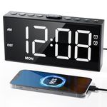 Alarm Clocks for Bedrooms,Digital Clock with 7.5''LED Display Bedside Clock Large Digts,Week Display,Dual Alarms,USB Charging Port,5 Dimmer,5 Volume,Big Snooze,12/24H&DST,Battery Backup,Plug-in Clock