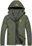 GIISAM Tactical Rain Jacket Men Army Green Lightweight Waterproof Shell Jackets Outdoor Hiking Cycling Raincoat Rain Coats