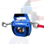 YATOINTO Portable Drill Winch of 750 LB Pulling Capacity with 40 Feet Alloy Steel Wire Rope, Hand Winch for Lifting & Dragging(Blue)