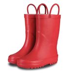 LONECONE Elementary Collection - Premium Natural Rubber Rain Boots with Matte Finish for Toddlers and Kids, Cherry Red, 10 Toddler