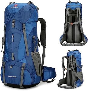 ZCSQIUO 75L Hiking Backpack for Men Women Daypack Backpack Outdoor Waterproof Camping Backpack with Rain Cover, Navy Blue, 75L, Hiking Backpacks
