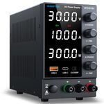 DC Power Supply, Bench Power Supply with Encoder Knob, Adjustable Regulated Power Supply with 5V 3.6A USB & Type-C Quick-Charge, Variable Power Supply with Overcurrent Protection (0-30V 0-10A)