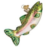 Old World Christmas Fish Collection Glass Blown Ornaments for Christmas Tree Alpine Rainbow Trout