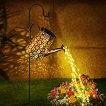 MEDE Watering Can Solar Lights Outdoor Garden,90 LED Garden Ornaments Outdoor Light Solar Powered Waterproof Large Retro Metal Fairy Lights with Bracket for Patio Yard Pathway Decorations Garden Gifts