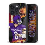 Custom Phone Cases Football Jersey Names Flag Fire Design for Boy Men for iPhone 11 12 13 14 15 16 Pro Max Plus Mini Xs Xr for Samsung Note 7 8 9 10 20 Ultra Plus Moto G Power Pure Pixel 4 5 6 7