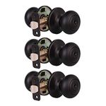 KNOBWELL 3 Pack Door Knob with Lock and Key(Keyed Alike), Keyed Entry Door Knobs Door Knob Lock, Exterior Door Knobs Front Door Knob with Oil Rubbed Bronze Finish