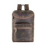 Goatter Men's Hunter Leather Backpack For 16 Laptop Office And Travel Camping Rucksack (Brown)