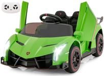 INFANS 2 Seater Kids Ride on Car, 12V 4WD Licensed Lamborghini Veneno Powered Electric Vehicle with Hydraulic Doors, Rocking Mode, Adjustable Speeds, Remote Control, MP3, Headlight (Green)
