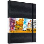 Mix Media Sketchbook, Ohuhu 10.8"×8.3" Mixed Media Art Sketchbook, 120 LB/200 GSM Heavyweight Papers, 78 Sheets/156 Pages, PU Hardcover Mixed Media Paper Pad for Acrylic, Painting, Christmas Gift