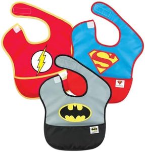 Bumkins DC Comics, Batman, Superman, The Flash, SuperBib, Baby Bib, Waterproof, Washable, Stain and Odor Resistant, 6-24 Months (Pack of 3)