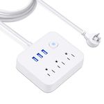 Power Strip Surge Protector with USB,4 Feet Long Cord with 3 AC Outlets and 3 USB Charging Ports, Overload Protection Outlet Extender, Compact for Smartphone Tablets Home, Office, Hotel,900 Joules