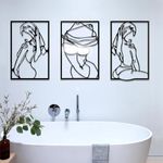 Metal Minimalist Abstract Woman Wall Art Black Line Drawing Wall Art Decor Modern Female Single Line Metal Wall Decor for Bedroom Living Room Bathroom (Body)