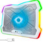 KLIM Ultimate - RGB Laptop Cooling Pad with LED Rim - New - Gaming Laptop Cooler - USB Powered Fan - Very Stable and Silent Laptop Stand - Compatible up to 17" - PC Mac PS5 PS4 Xbox One - White