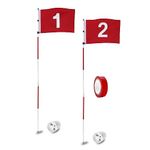 KINGTOP 6ft Golf Flagstick Basic, Portable Five-Section Design for Backyard Practice Putting Green, Driving Range Golf Pin Flag Hole Cup Set, Gift Idea, 2-Pack