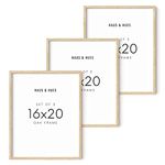 HAUS AND HUES 16"x20" Beige Oak Wood Frames Set of 3 - 16x20 Poster Frames for Wall 16x20 Picture Frames for Wall, 16x20 Black Picture Frames, Poster Frame 16x20 Frames for Wall (Beige Oak)