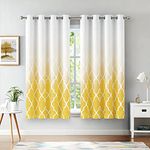 Beauoop Yellow Ombre 100% Blackout Curtains 72 Inches Long for Bedroom Living Room, Moroccan Printed on White Window Treatments, Grommet Top Thermal Insulated Drapes 2 Panel Sets