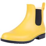 Asgard Women's Ankle Rain Boots Waterproof Chelsea Boots, Yellow 38.5 (Size 8)