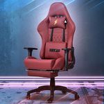 Baybee Drogo Royal Ergonomic Gaming Chair,Computer Chair With Footrest,Adjustable Seat,Pu Leather & 3D Armrest|Head & Massager Lumbar Support Pillow|Home & Office Chair With Full Recline (Wine Red)