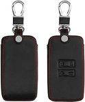 kwmobile Key Cover Compatible with Renault 4 Button Car Key Smart Key (only Keyless Go) - Faux Leather Car Key Fob Protector - Black/Dark Red