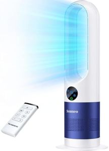 Senmeo Bladeless Fan, 26 inch Tower Fan with Remote, 8 Speeds, 90° Oscillation, 9 Hour Timer, Large LED Display with Auto Off, Easy to Clean, Bladeless Tower Fan for Bedroom, Home, Office