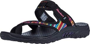 Skechers Women's Reggae-Mad Swag-Toe Thong Woven Sandal, Black, 7